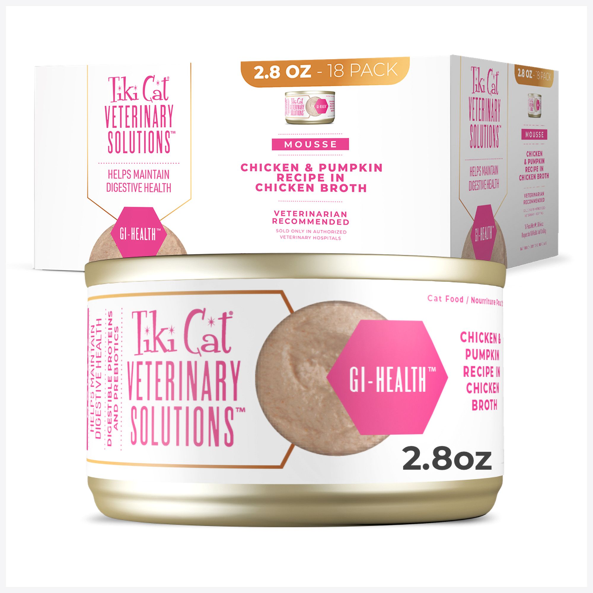 Tiki Cat Veterinary Solutions GI-Health Wet Cat Food - Chicken & Pumpkin in Chicken Broth, Mousse by Tiki Cat