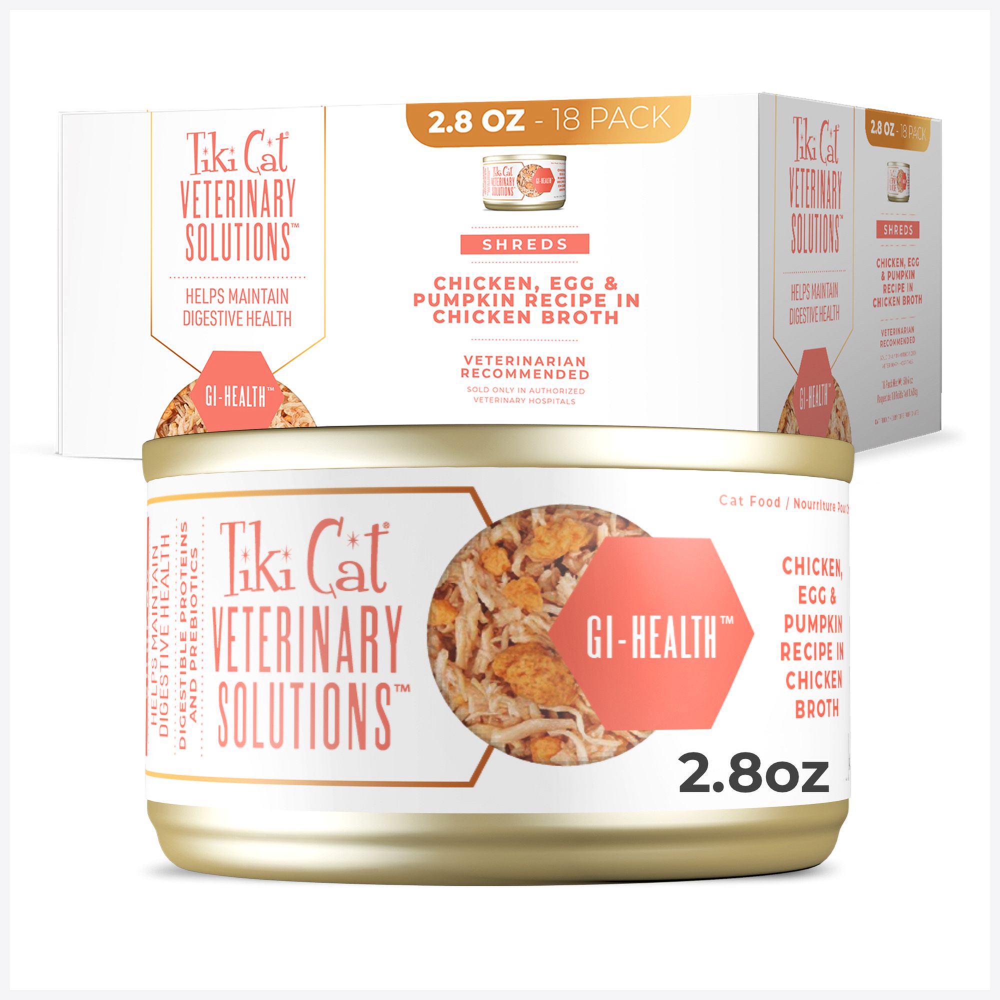 Tiki Cat Veterinary Solutions GI-Health Wet Cat Food - Chicken, Egg & Pumpkin, Shreds by Tiki Cat