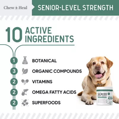 Chew + Heal Senior Advanced Hip + Joint Supplement Soft Chews for Dogs - Image 4