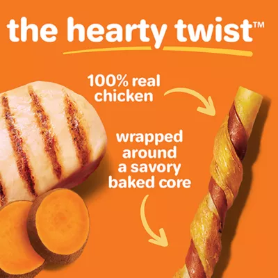 Product Hartz Oinkies Hearty Twists Rawhide-Free All Life Stages Dog Chew - Chicken & Sweet Potato 24 ct