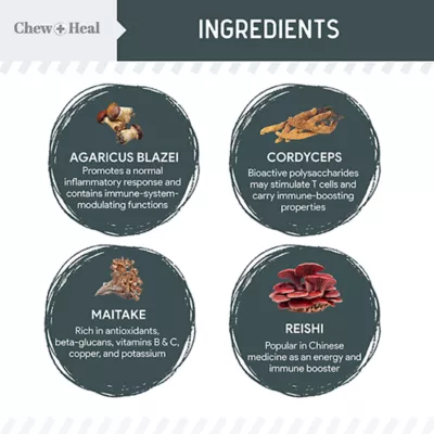Product Chew + Heal Immune Support Mushroom Complex Soft Chews for Dogs