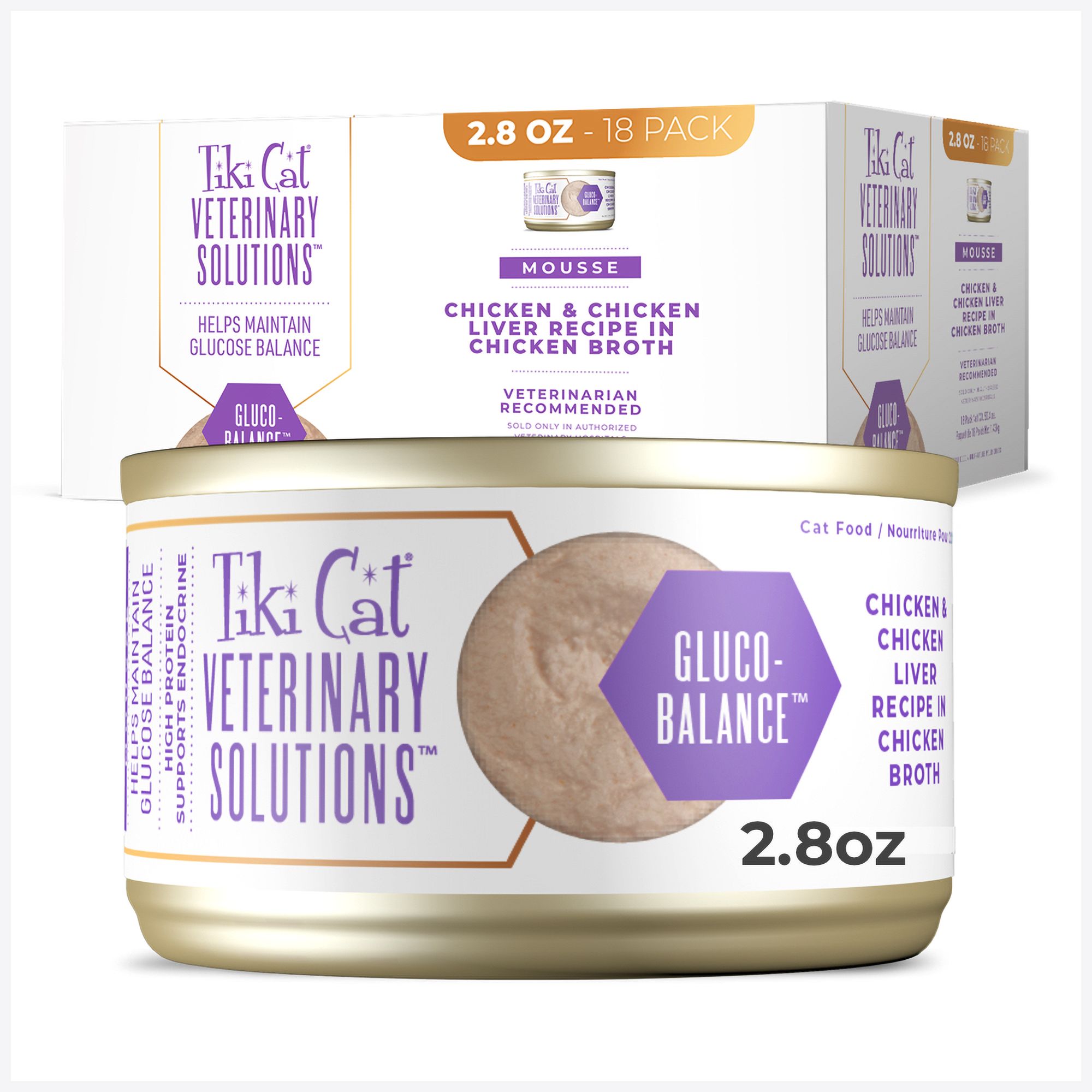Tiki Cat Veterinary Solutions Gluco-Balance Wet Cat Food - Chicken & Chicken Liver, Mousse by Tiki Cat