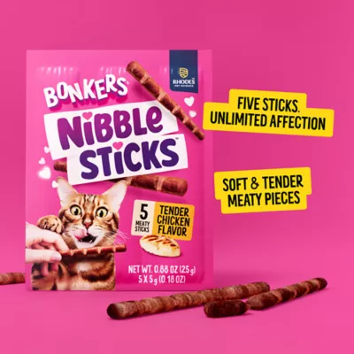 Bonkers Nibble Sticks Soft & Meaty Cat Treats  - Tender Chicken, 5 Count - Image 3