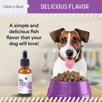 Product Chew + Heal Milk Thistle Moringa Oil & Salmon Oil Liver Support Tincture for Dogs