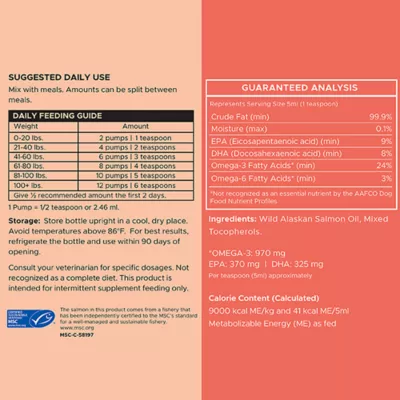 Chew + Heal MSC-Certified Sustainable Wild-Caught Alaskan Salmon Oil with Pump - Image 5