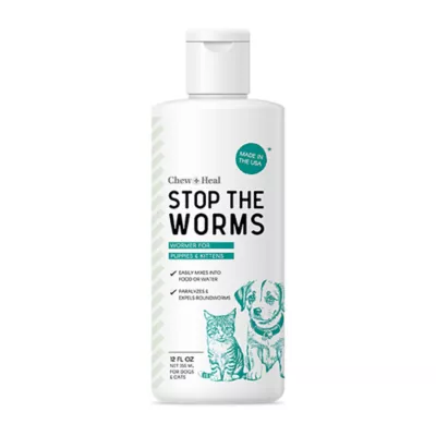 Chew + Heal Stop the Worms Liquid Roundworm Treatment for Puppies & Kittens - Image 1