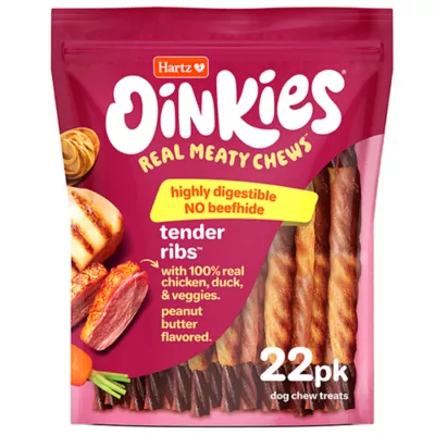 Product Hartz Oinkies Tender Ribs Rawhide-Free All Life Stages Dog Chew - Chicken & Duck 22 ct 9 oz