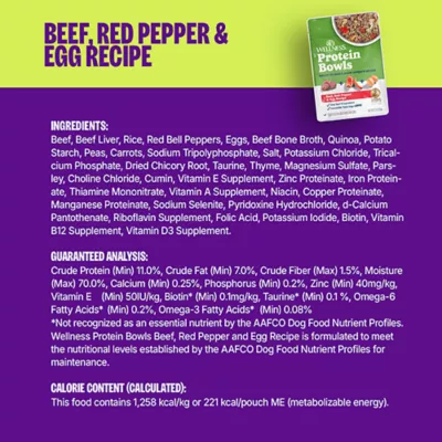 Product Wellness Protein Bowls Slow Cooked Adult Wet Dog Food - Beef, Red Pepper, Egg