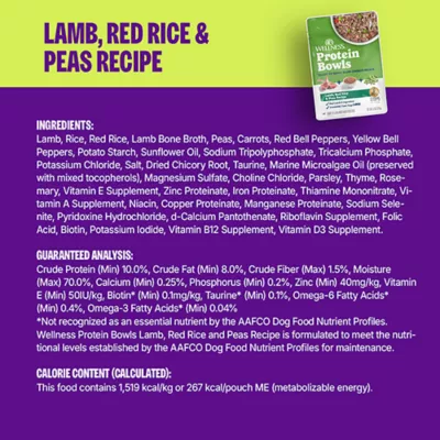 Product Wellness Protein Bowls Slow Cooked Adult Wet Dog Food - Lamb, Red Rice, Peas