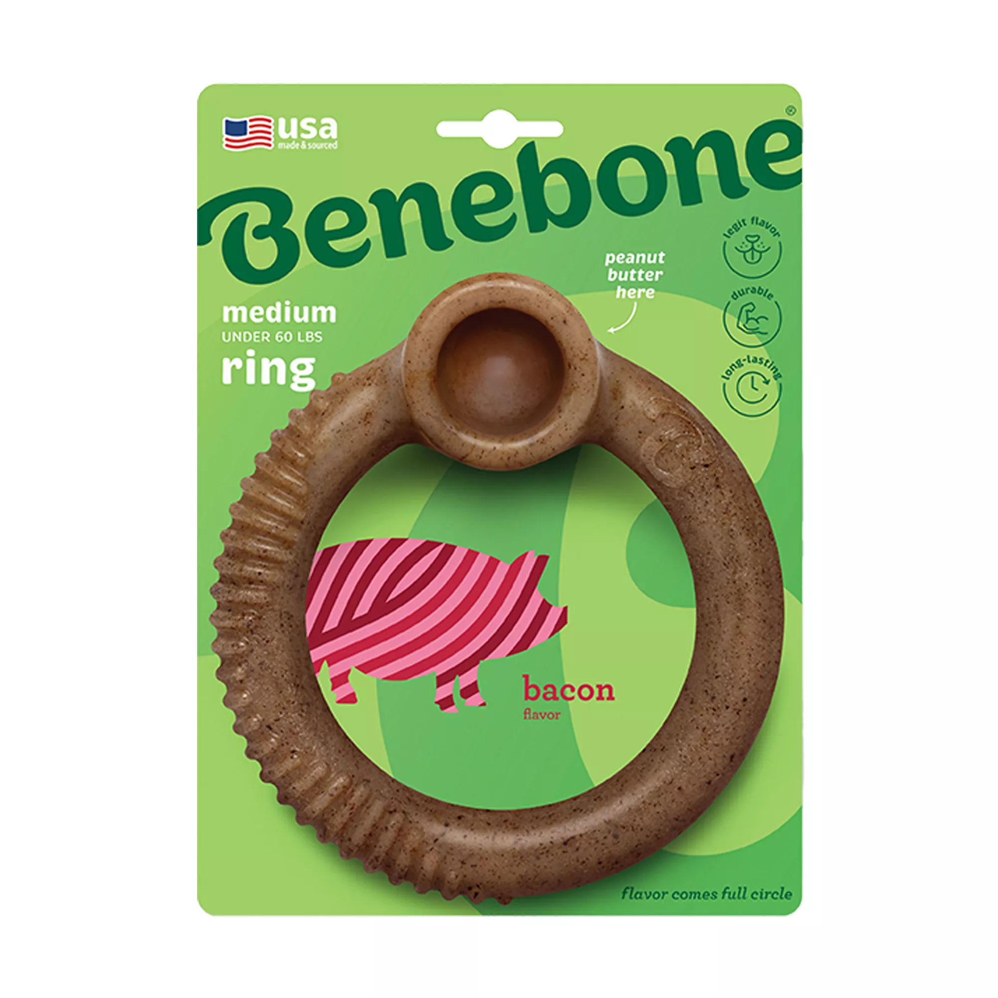 Benebone® Ring Shape Dog Chew Toy Bacon Flavor