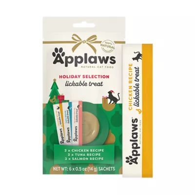 Product Applaws Cat Treats - Puree, Holiday, Variety Pack, 6 Count, 3 OZ