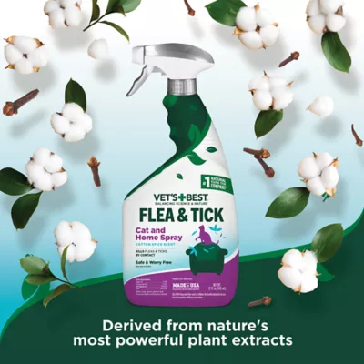 Vet's Best® Flea & Tick Cat & Home Spray - Plant Based Ingredients - Cotton Spice Scent -32 FL OZ - Image 6