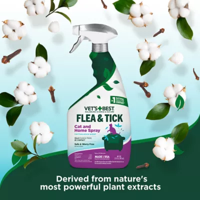 Vet's Best® Flea & Tick Cat & Home Spray - Plant Based Ingredients - Cotton Spice Scent -32 FL OZ - Image 7