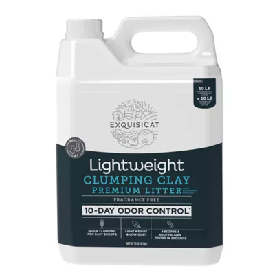 ExquisiCat Lightweight Multi-Cat Climping Clay Premium Cat Litter - Unscented, Low Dust - Image 1