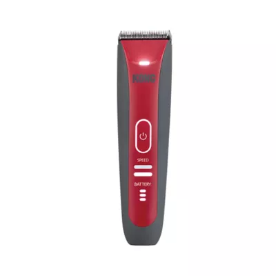 KONG 2-Speed Cordless Dog Grooming Clipper Kit, Low Vibration Motor, Includes 6 Combs, Grey/Red - Image 1