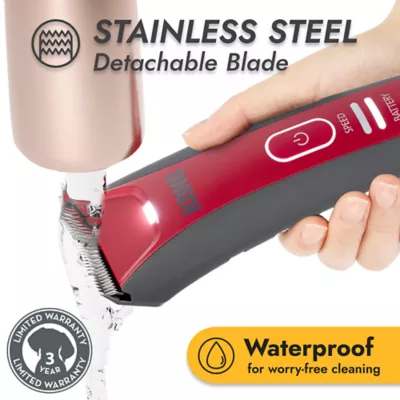 KONG 2-Speed Cordless Dog Grooming Clipper Kit, Low Vibration Motor, Includes 6 Combs, Grey/Red - Image 3