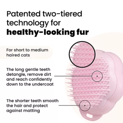 Pet Teezer Cat Grooming Brush - Short- Medium Fur - Pink - Image 2