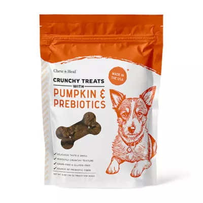 Chew + Heal Dog Crunchy Treats with Pumpkin & Prebiotics, Made in USA, 5 oz, 12 oz - Image 1