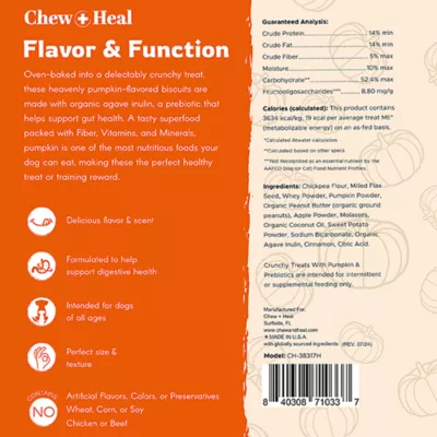 Product Chew + Heal Crunchy Treats with Pumpkin & Prebiotics