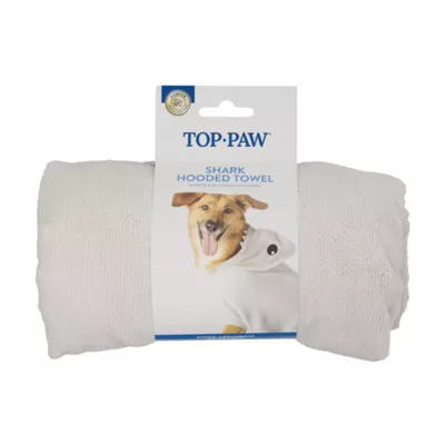 Top Paw® Shark Hooded Dog Towel - Adjustable Belly Band - Super-Absorbent - Gray - Image 7