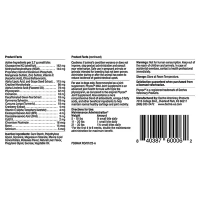 Product Dechra, Phycox MAX Canine Small Bites Advanced, Hip & Joint Supplement for Dogs, 120 Count