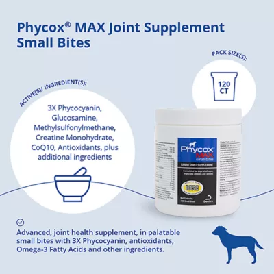 Product Dechra, Phycox MAX Canine Small Bites Advanced, Hip & Joint Supplement for Dogs, 120 Count