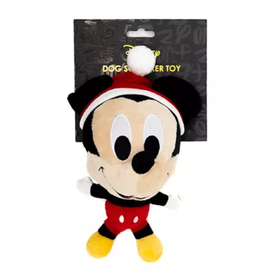 Product Buckle-Down Mickey Mouse Santa Hat Plush Dog Toy