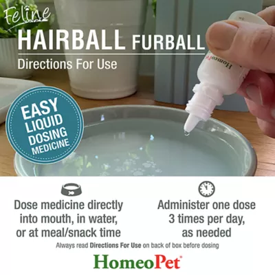 Product HomeoPet Feline Hairball Cat Supplement, 15 ml bottle