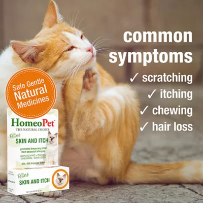 Product HomeoPet Feline Skin & Itch Cat Supplement, 15 ml bottle