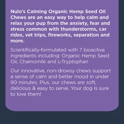 Product Nulo Functional Calming Dog Supplement, Made with Organic Hemp Seed and Ashwagandha Root, 90 Count
