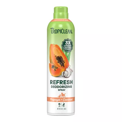 TropiClean Refresh Papaya Deodorizing Spray For Dog & Cat - Long Lasting Scent - 10 FL OZ - Image 1