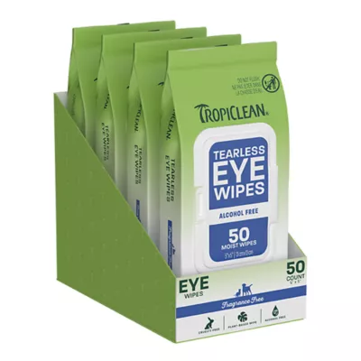 TropiClean Tearless Eye Wipes For Dog & Cat - Daily Use - Dermatologist Approved - 50 Count - Image 1