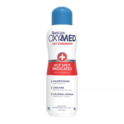 TropiClean OxyMed Hot Spot Medicated Dog Shampoo - Vet Strength Shampoo - 20 FL OZ - Image 1
