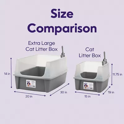 Product Litter Genie, XX-Large Cat Litter Box Open Top with Scoop, Gray