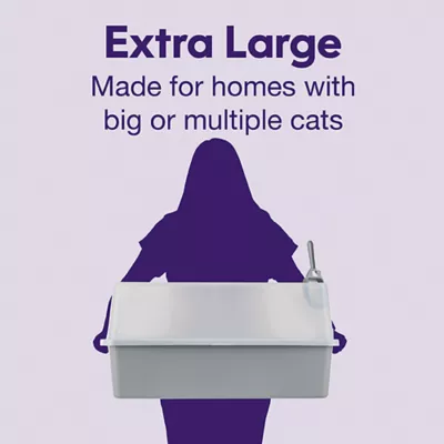 Product Litter Genie, XX-Large Cat Litter Box Open Top with Scoop, Gray