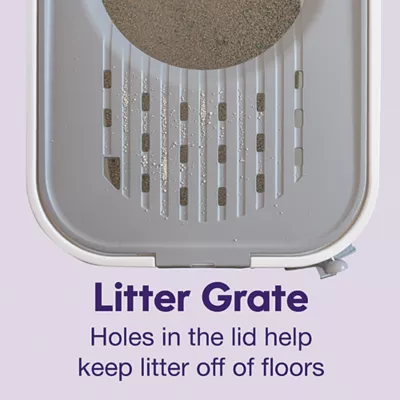 Product Litter Genie, Top Entry Cat Litter Box with Scoop, White/Gray