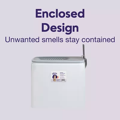 Product Litter Genie, Premium Top Entry Cat Litter Box with Scoop, White/Gray