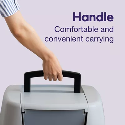 Product Litter Genie, Large Portable Enclosed Cat Litter Box with Scoop & Handle, Gray/Black