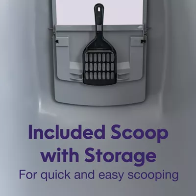 Product Litter Genie, Large Portable Enclosed Cat Litter Box with Scoop & Handle, Gray/Black