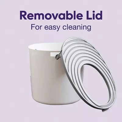 Product Litter Genie, Round Top Entry Cat Litter Box with Scoop, White/Gray