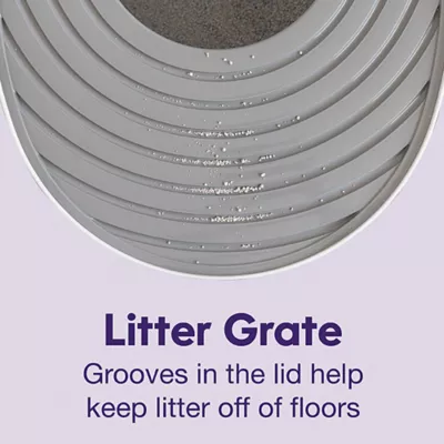 Product Litter Genie, Round Top Entry Cat Litter Box with Scoop, White/Gray