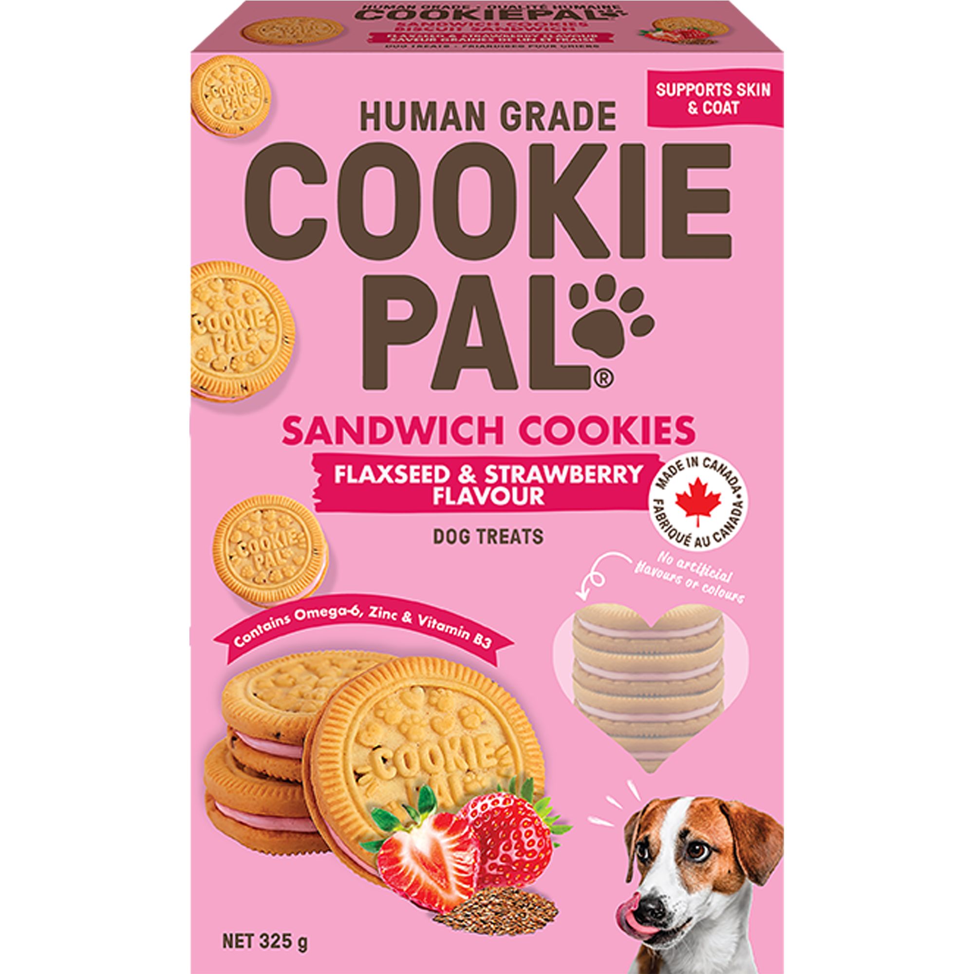 Cookie Pal Dog Treats - Flaxseed & Strawberry Sandwich Cookie, 325g