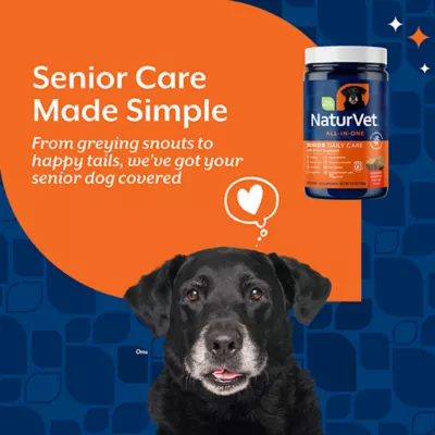Product NaturVet Senior Dog Daily Care All-In-One Supplements, 8-In-1 Support, Hickory Smoked Bacon, 60 Ct
