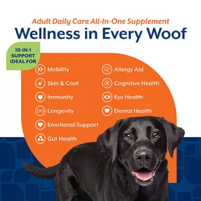 Product NaturVet Adult Dog Daily Care All-In-One Supplements, 10-In-1, Hickory Smoked Bacon Flavor, 60 Count