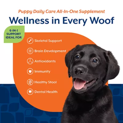 Product NaturVet Puppy Daily Care All-In-One Supplements, 6-In-1, Hickory Smoked Bacon Flavor, 60 Count