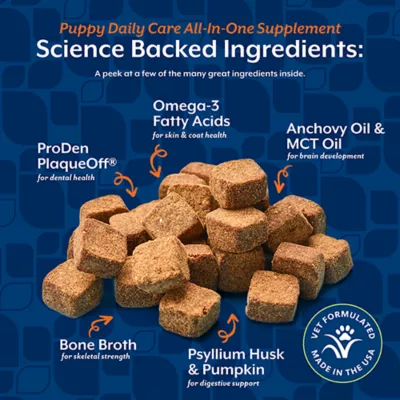 Product NaturVet Puppy Daily Care All-In-One Supplements, 6-In-1, Hickory Smoked Bacon Flavor, 60 Count