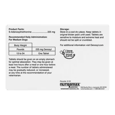 Product Nutramax Denosyl for Medium Dogs 225 mg 30 Stabilized Tablets