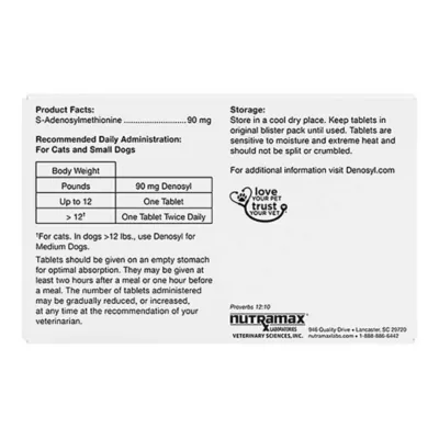Product Nutramax Denosyl for Small Dogs and Cats 30 Stabilized Tablets