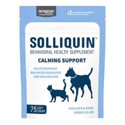 Nutramax Solliquin Cat & Dog Calming Support Supplement for Relaxation, Natural Flavor, 75 CT - Image 1