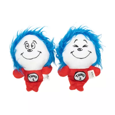Cat in the Hat Thing 1 and Thing 2 plush 2pk Dog Toy - Image 1